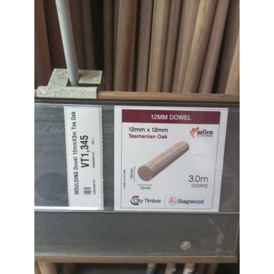 MOULDING Dowel 12mmX3m Tas Oak