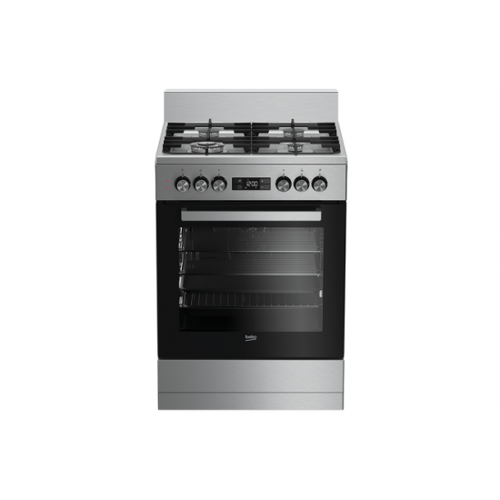 STOVE Dual fuel 60cm Up Right Cooker 4B S/Steel BFC60GM BEKO