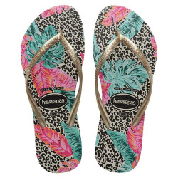 THONGS Slim Animal Floral 0121 Beige Palha Sz:39/40 HAVAIANAS