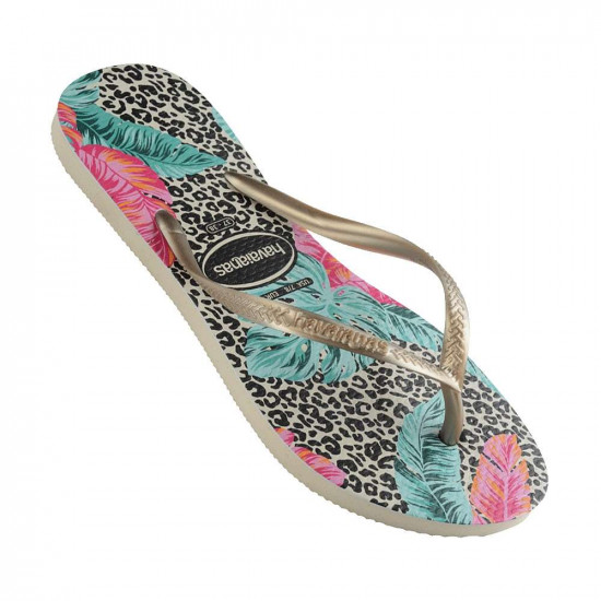 THONGS Slim Animal Floral 0121 Beige Palha Sz:39/40 HAVAIANAS