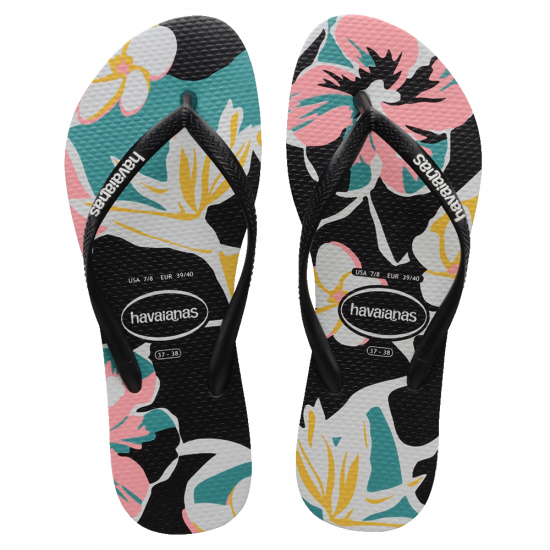 THONGS Slim Floral Basic FC 1069 Blk Blk Sz:37/38 HAVAIANAS