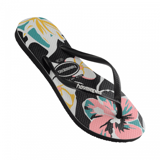 THONGS Slim Floral Basic FC 1069 Blk Blk Sz:41/42 HAVAIANAS