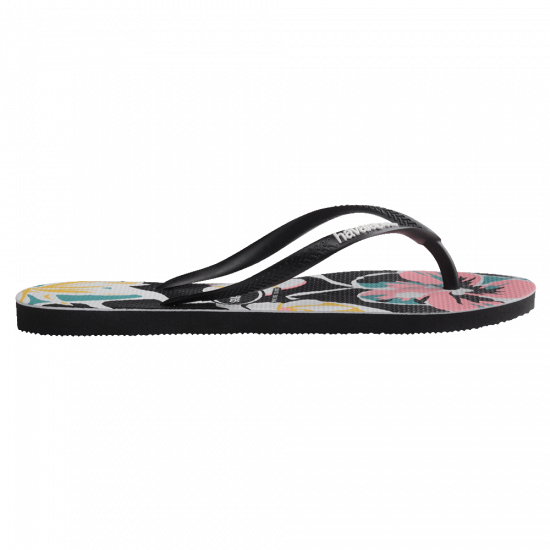 THONGS Slim Floral Basic FC 1069 Blk Blk Sz:37/38 HAVAIANAS