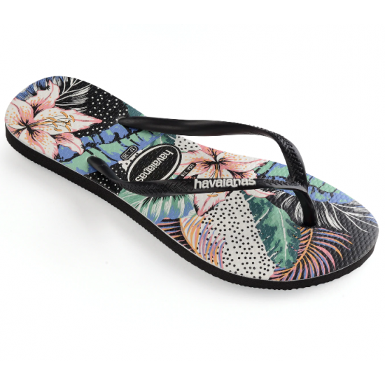 THONGS Kids Floral Slim Dots 0090 Black Sz:35/36 HAVAIANAS