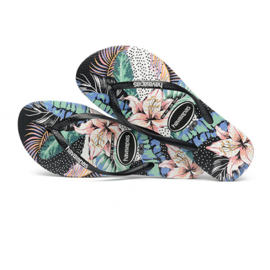 THONGS Kids Floral Slim Dots 0090 Black Sz:35/36 HAVAIANAS