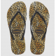 THONGS Slim Anml Leopard 1069 Blk/Gld  Sz:37/38 HAVAIANAS