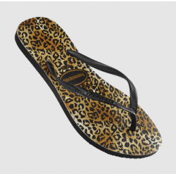 THONGS Slim Anml Leopard 1069 Blk/Gld  Sz:37/38 HAVAIANAS