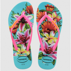 THONGS Slim Floral 0031 Blue Sz:39/40 HAVAIANAS