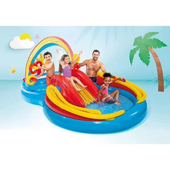 POOL Swimming Rainbow Ring Play Centre 2.97mx1.93mx1.35m INTEX