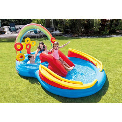 POOL Swimming Rainbow Ring Play Centre 2.97mx1.93mx1.35m INTEX