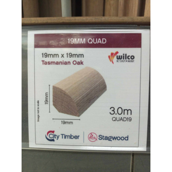 MOULDING Quad 19mmx3m Tas Oak