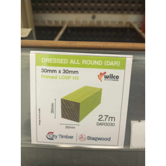 MOULDING DAR 30x30mmx2.7m Primed FJ Pine LOSP H3