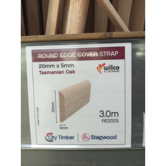 MOULDING Round Edge 20x5mmx3m Tas Oak