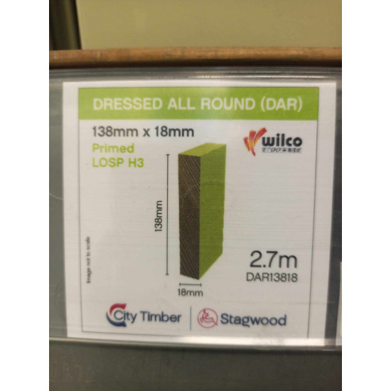 MOULDING DAR 138x18mmx2.7m Primed Pine LOSP H3