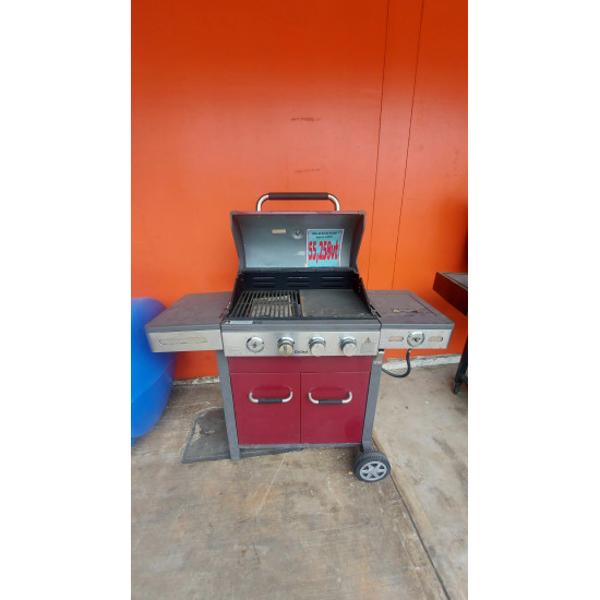 BBQ 4B Red W SS Side Burner Grilled